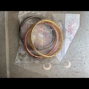 Gold, Silver, Rose Gold Bangle Set ( 3 piece )